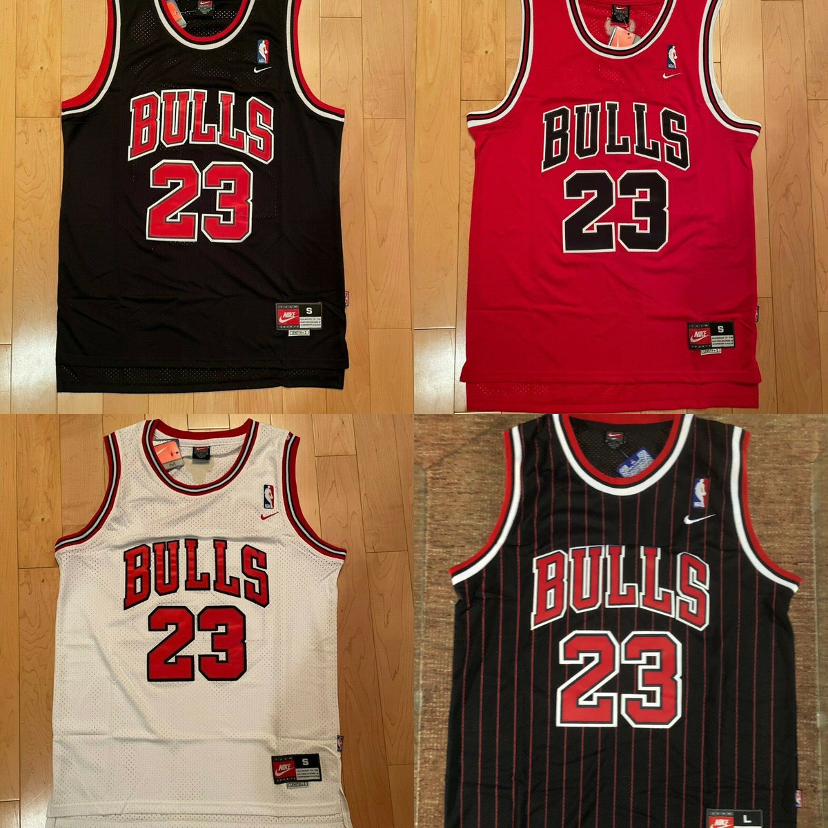 Michael Jordan #23 Chicago Bulls Red/Black/Pinstripe/White/Gold Men's or Youth Jersey