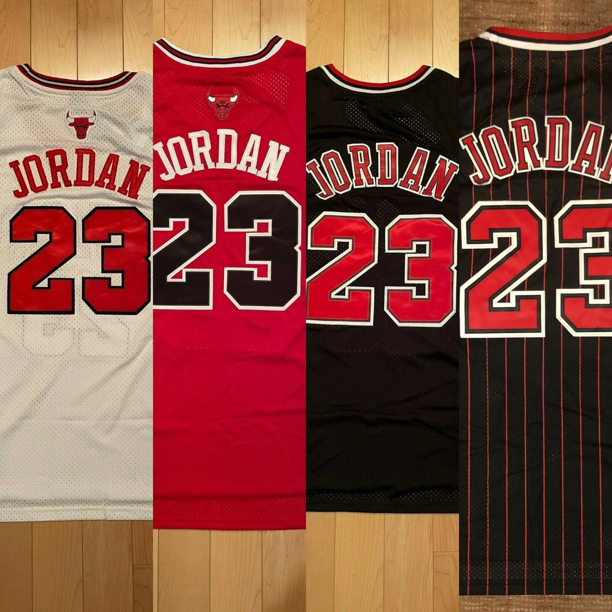 Michael Jordan #23 Chicago Bulls Red/Black/Pinstripe/White/Gold Men's or Youth Jersey