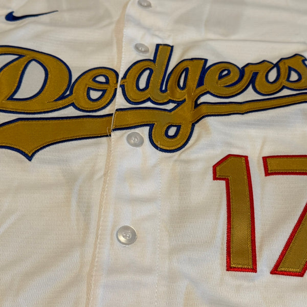 #17 Shohei Ohtani Los Angeles Dodgers White and Gold Jersey