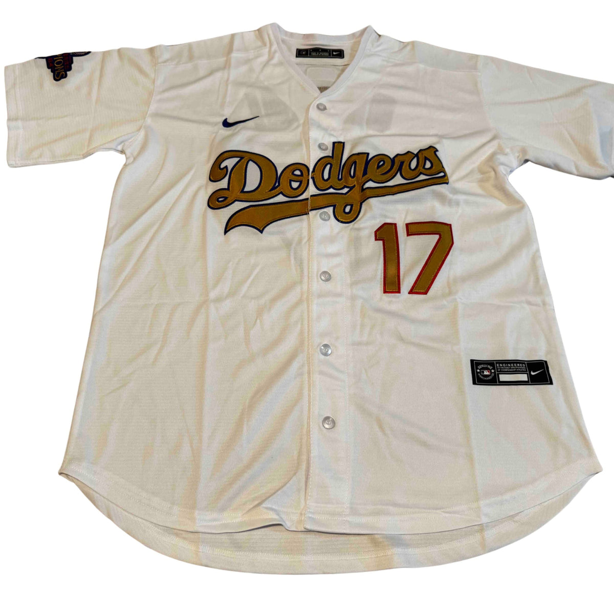 #17 Shohei Ohtani Los Angeles Dodgers White and Gold Jersey